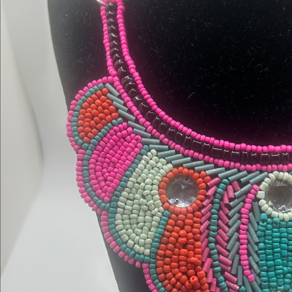 TIBETAN Traditional Beaded Statement Bib Collar Necklace - Picture 3 of 7
